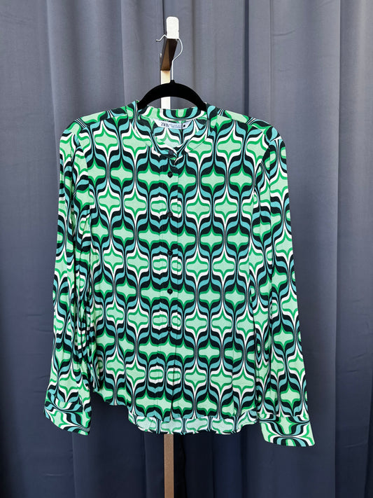 Long Sleeved Vintage Print Blouse